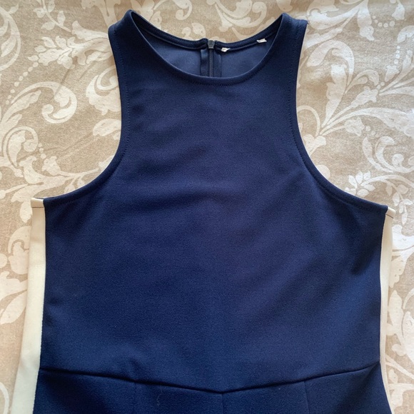 Navy blue with white stripe wide leg romper - Picture 5 of 11